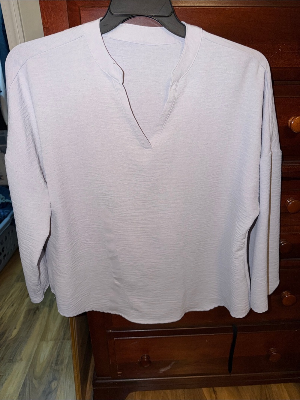 SHEIN Pale Lavender Split V-Neck Long Sleeve Top